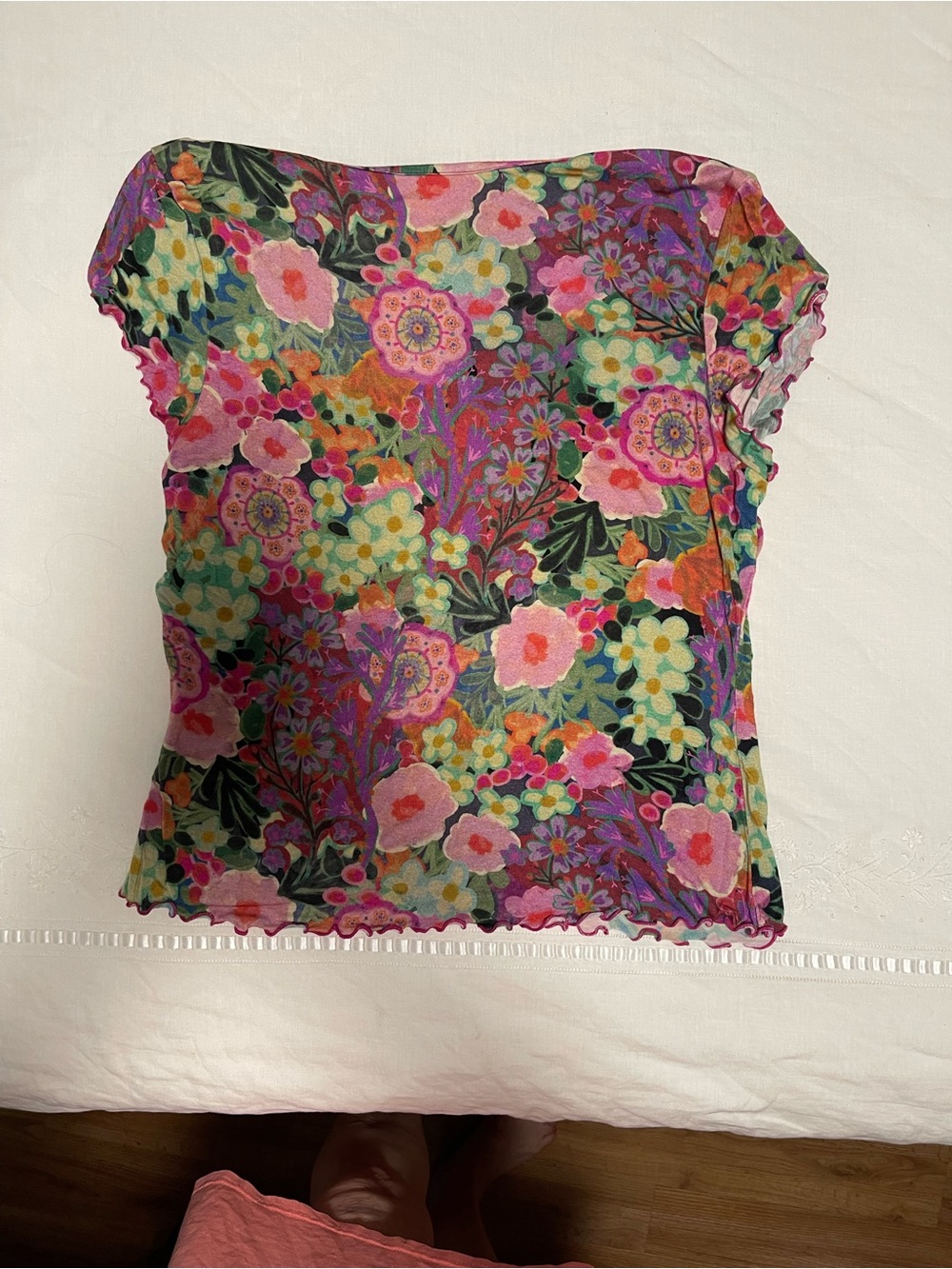 Natural Life Devon ultra-soft short sleeve top - Pink Garden
